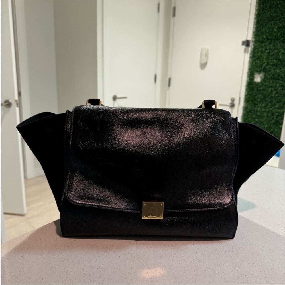 CELINE MEDIUM TRAPEZE BLACK LEATHER